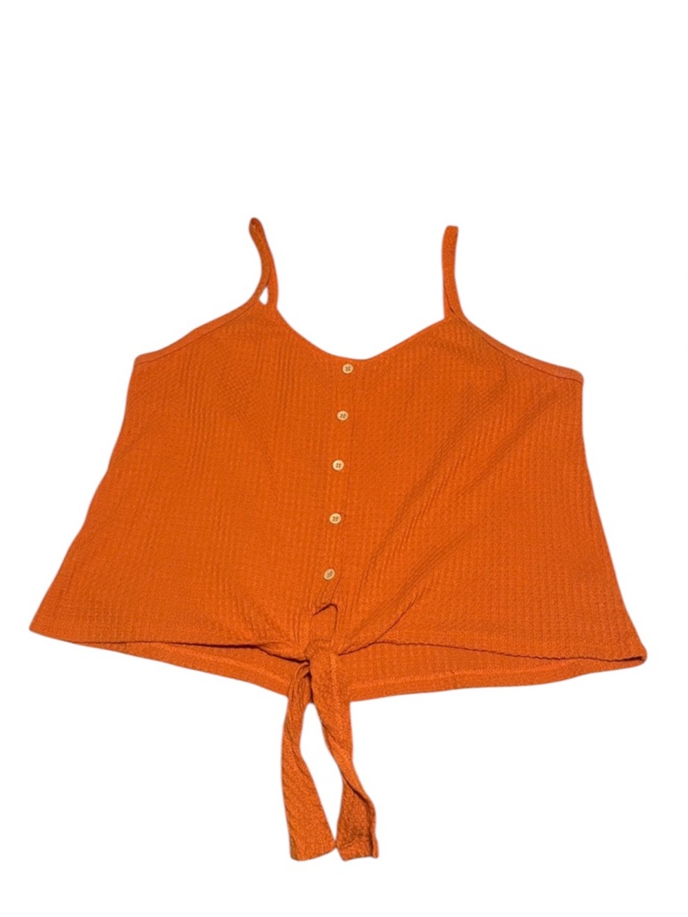 Lush Orange Button-Front Tie-Front Cami